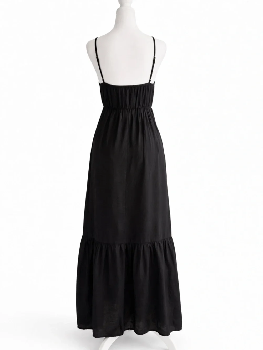 Abercrombie & Fitch Black Cutout Tiered Maxi Dress Flowy Babydoll NWT SP